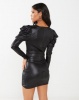 Utopia Coated Knit Power Shoulder Dress Black Photo