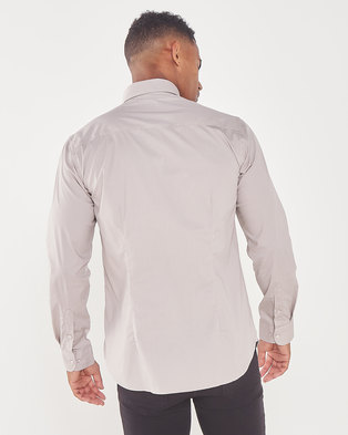 Photo of Jonathan D Cannes Sateen Tailored Fit Shirt Stone