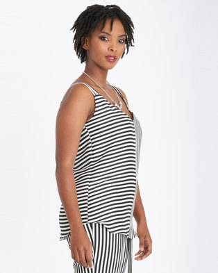 Photo of Contempo Printed Stripe Strappy Top Ivory