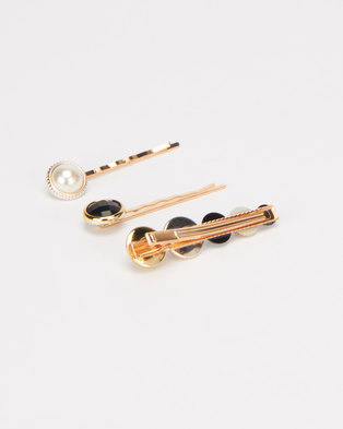 Photo of Miss Maxi 3 Pack Hair Slides Gold