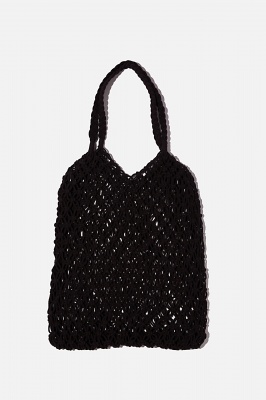 Photo of Body - Macrame Woven Tote Bag - Black