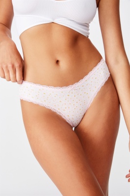 Photo of Body - Charlotte Lace Trim Bikini Brief - Painted daisy crystal pink