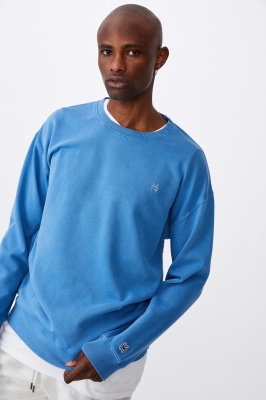 Photo of Factorie - Oversized Icon Crew - Washed cobalt smoke