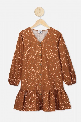 Photo of Free by Cotton On - Leila Long Sleeve Dress - Caramel toffee/spot