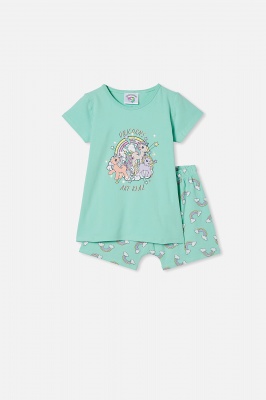 Photo of Cotton On Kids - Harpa Short Sleeve Pyjama Set - Lcn has mlp unicorns are real/dream blue
