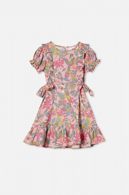 Photo of Cotton On Kids - Beattie Short Sleeve Dress - Marshmallow/garden of birds