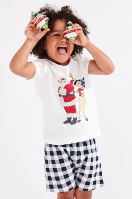 Photo of Cotton On Kids - Hudson Short Sleeve Pyjama Set - Chillin santa vanilla