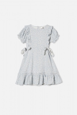 Photo of Cotton On Kids - Beattie Short Sleeve Dress - Dusty blue/folkloric floral