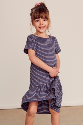 Photo of Cotton On Kids - Joss Short Sleeve Dress - Vintage navy/rainbow stripe