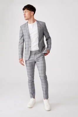 Photo of Cotton On Men - Fashion Slim Stretch Suit Pant - Grey check
