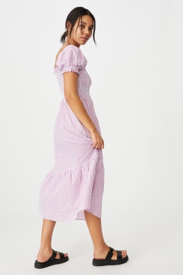 Photo of Cotton On Women - Woven Louise Shirred Maxi Dress - Bethany gingham magenta