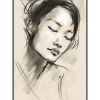 Fancy Artwork Canvas Wall Art :Light Sketch Depicts Woman East Asian - Photo