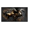 Fancy Artwork Canvas Wall Art :Black &amp; Golden Running Horses - Photo