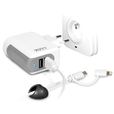 Photo of Port Designs Port Wall Charger with Micro USB Android & Lightining Apple Cable