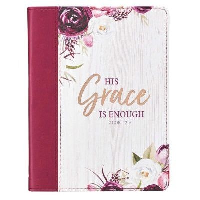 Photo of Christian Art Gifts Inc His Grace is Enough Handy-sized Faux Leather Journal - 2 Corinthians 12:9