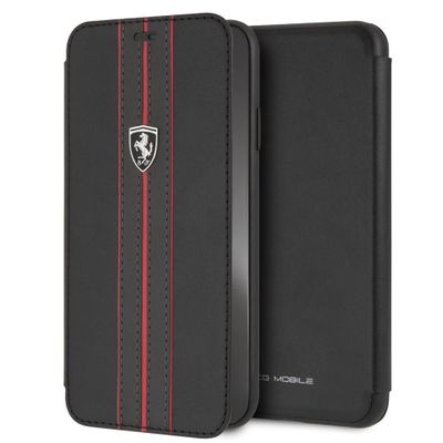 Ferrari Pu Leather Flip Case iPhone XS MAX Black