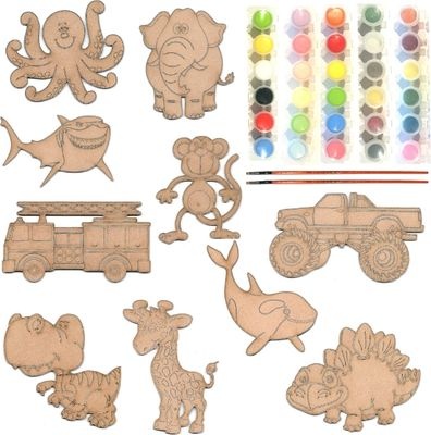 Photo of Just Kidding Around JKA Wood Art Craft Toy Boy Fun Theme 10 Creations Kit