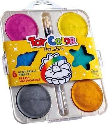 Photo of Toy Color Pearly Watercolours with Brush - 57mm Tablets