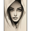 Fancy Artwork Canvas Wall Art :Light Sketch Portrays Woman With Middle East - Photo