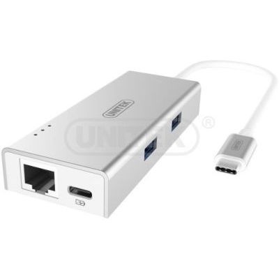 Photo of UNITEK Y-9106 USB-C Aluminium Multiport Hub with Power Delivery 2-Port USB 3.0 Gigabit Ethernet and
