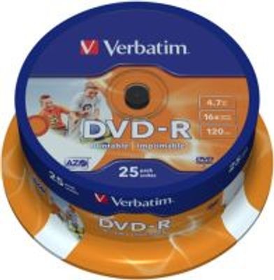 Photo of Verbatim AZO Printable 16x DVD-R 25 Pack on Spindle