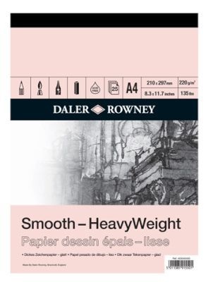 Photo of Daler Rowney DR. A4 Heavyweight Smooth Cartridge Pad - 220gsm