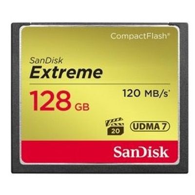 Photo of SanDisk CF Extreme 128GB memory card CompactFlash 120MB/s read speed 85MB/s write speed