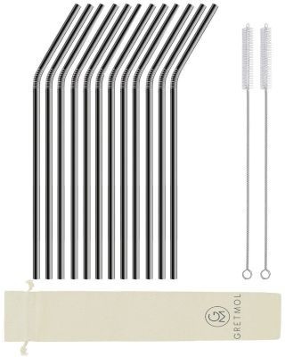 Photo of Gretmol Reusable Stainless Steel Long Curved Drinking Straws