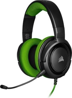 Photo of Corsair HS35 Headset Head-band Black Green 20 - 20000 Hz 50mm 113dB 32 Ohms -40dB 1.1m Green