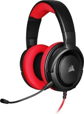 Photo of Corsair HS35 Headset Head-band Black Red 20 - 20000 Hz 50mm 113dB 32 Ohms -40dB 1.1m Red