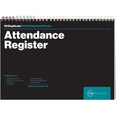 Photo of Rbe Inc RBE A4 Attendance Register Spiral Bound Book