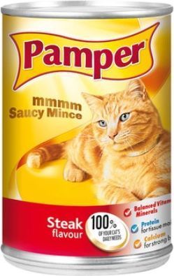 Photo of Pamper Mmmm Saucy Mince - Steak Flavour Tinned Cat Food
