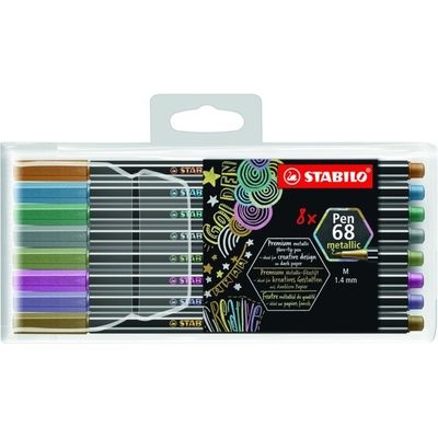 Photo of Stabilo Pen 68 Fibre-tip Pen: Metallic Assorted Wallet 8's