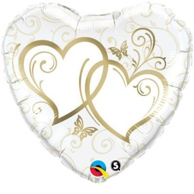 Photo of Qualatex Heart Entwined Hearts Gold Foil Balloon