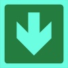 Tower ABS Photoluminescent Sign - Green Arrow: Down Photo