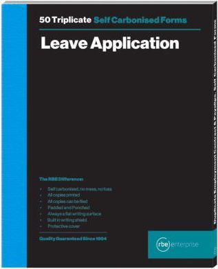 Photo of Rbe Inc RBE A5 Leave Application Triplicate Book