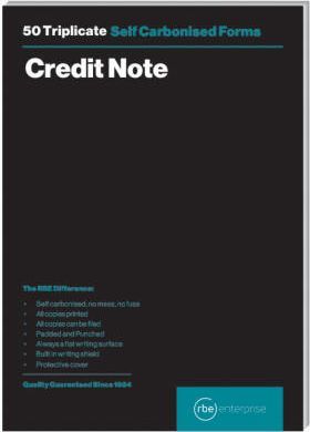 Photo of Rbe Inc RBE A5 Credit Note Triplicate Pads