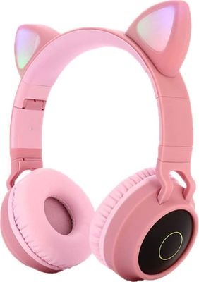 Photo of Trontec Kids Bluetooth 5.0 Cat Ear Headphones Foldable On-Ear Stereo Wireless Headset with Mic LED Light FM Radio-Pink