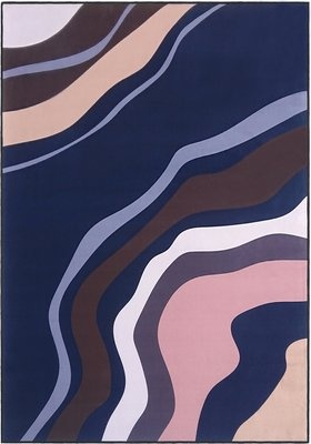 Photo of Carpet City Factory Shop Midnight Blue Dessert Waves Polyester Print Rug