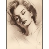Fancy Artwork Canvas Wall Art :Light Sketch Woman European Descent - Photo
