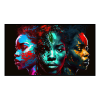 Fancy Artwork Canvas Wall Art :3 Beautiful Black Women Abstract - Photo