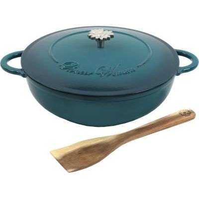 Photo of Pioneer Woman Timeless Beauty 5QT Enamel Braiser with 12" Wood Turner