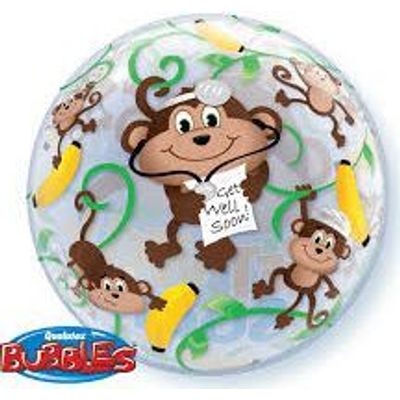 Photo of Qualatex Bubble Balloon - Get Well Monkeys 56 cm
