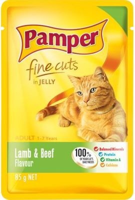 Photo of Pamper Fine Cuts in Jelly - Lamb and Beef Flavour Cat Food Pouch