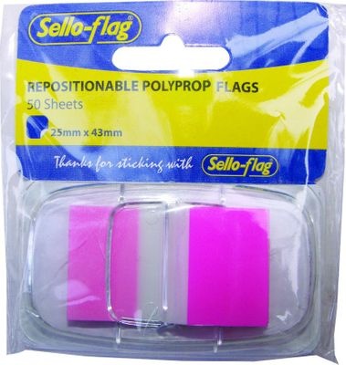 Photo of Sellotape Sello-Flag Repositionable Polypropylene Flags - 50 Sheets