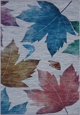 Photo of Carpet City Factory Shop Teal Maple Leaves Polyester Print Rug