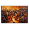 Fancy Artwork Canvas Wall Art :African Villagers Around a Fire - Photo
