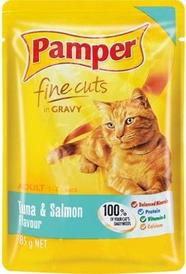 Photo of Pamper Fine Cuts in Gravy - Tuna and Salmon Flavour Cat Food Pouch