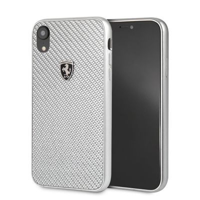 Ferrari Real Carbon Hard Case iPhone XR Silver