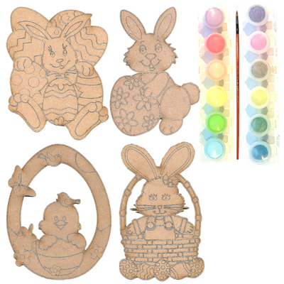 Photo of Just Kidding Around JKA - Wood Art Craft Paint Toy - Easter Sweet Themed - 4 Creations Kit
